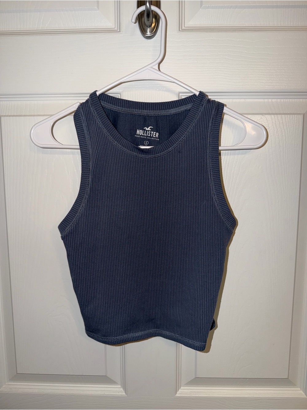 ✨ Hollister Ribbed Crop Tank Top | Navy Blue Fitted